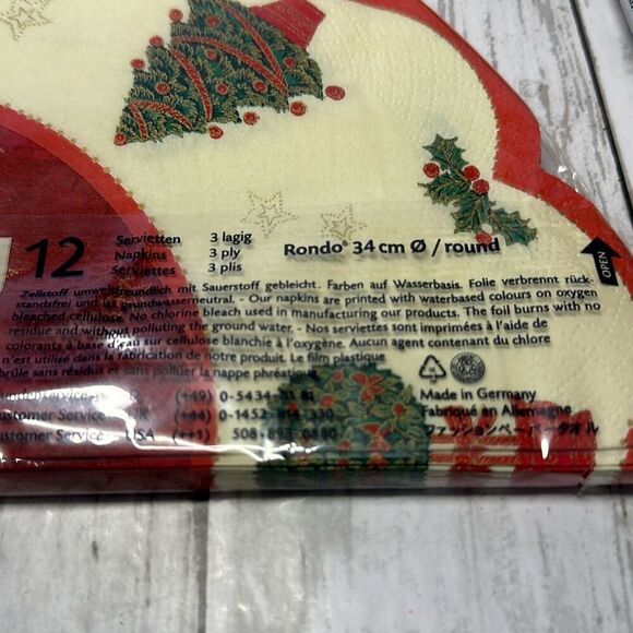 Vintage Ideal Home Range IHR Christmas Tree Round Napkins 12 Count NEW set of 4 - Picture 5 of 8
